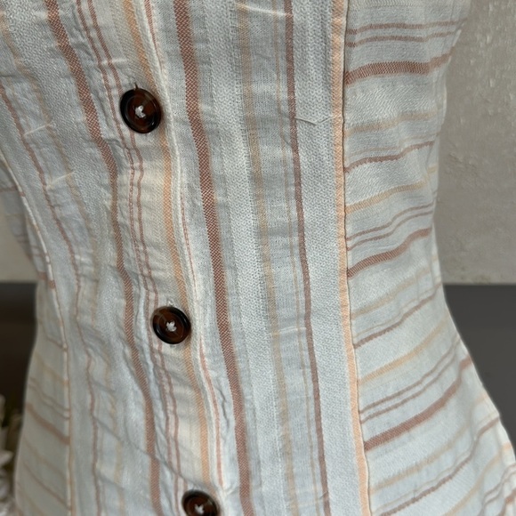 Roxy Sweeter Dreams Striped Cream Summer Mini Dress, Size Small - Picture 8 of 13